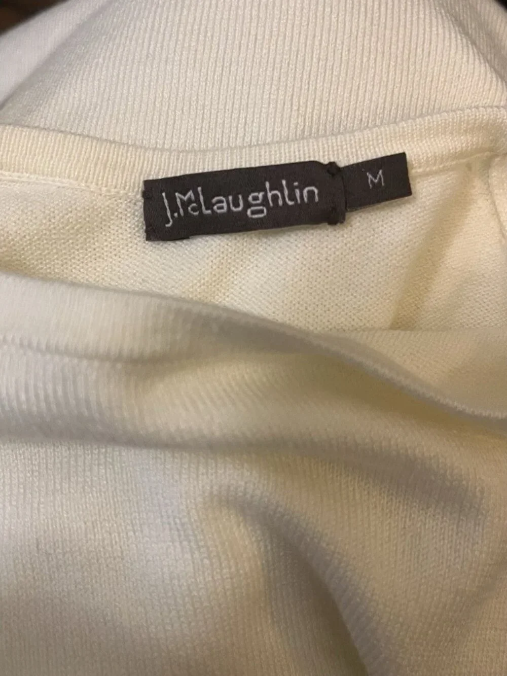 J Mclaughlin Jamey Sweater Sz M Ivory Cotton Modal Eight Button Sleeve Soft Whit - Picture 7 of 8